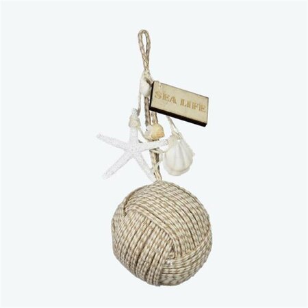 YOUNGS Jute Hanger with Rope Ball & Shells 61659